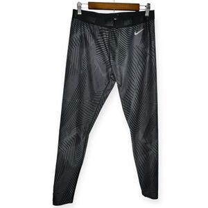 NikeGolf Nike Golf Leggings Dri-Fit Black Gray Stripe Pattern Women’s Size Large